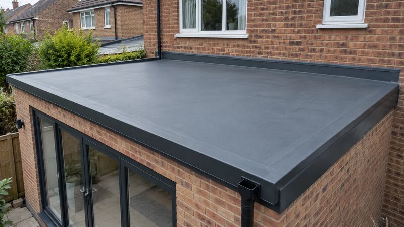 EPDM rubber flat roof installation on a UK house extension