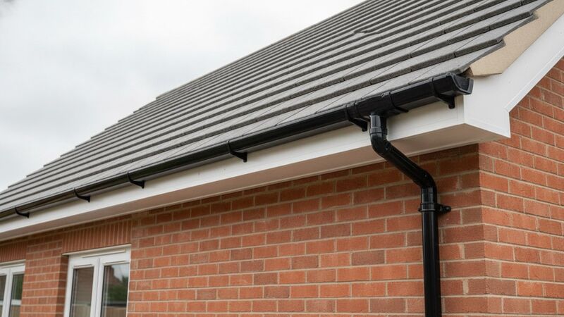 Roofline with uPVC fascias and guttering on a UK house